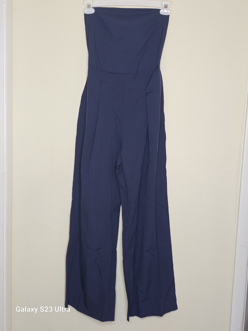 Strapless Wide-Leg Jumpsuit — Navy